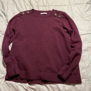Chic Burgundy Sweater with Button Accents